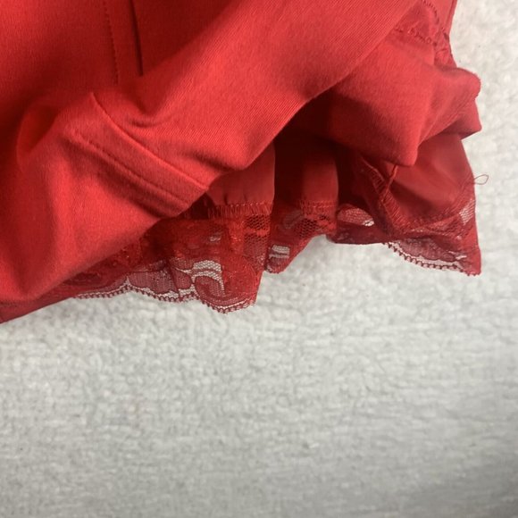 Trina Turk Sheath Dress Women 4 Red Stretch Lace Trim Back Zip Short Sleeve 8120 - Picture 2 of 9